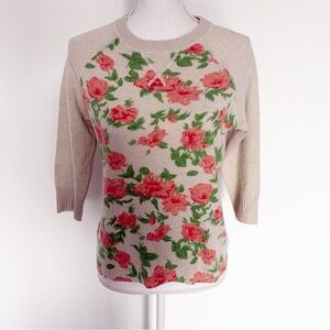 EUC Autumn Cashmere Floral Print Raglan Sleeve Pullover Sweater Size M